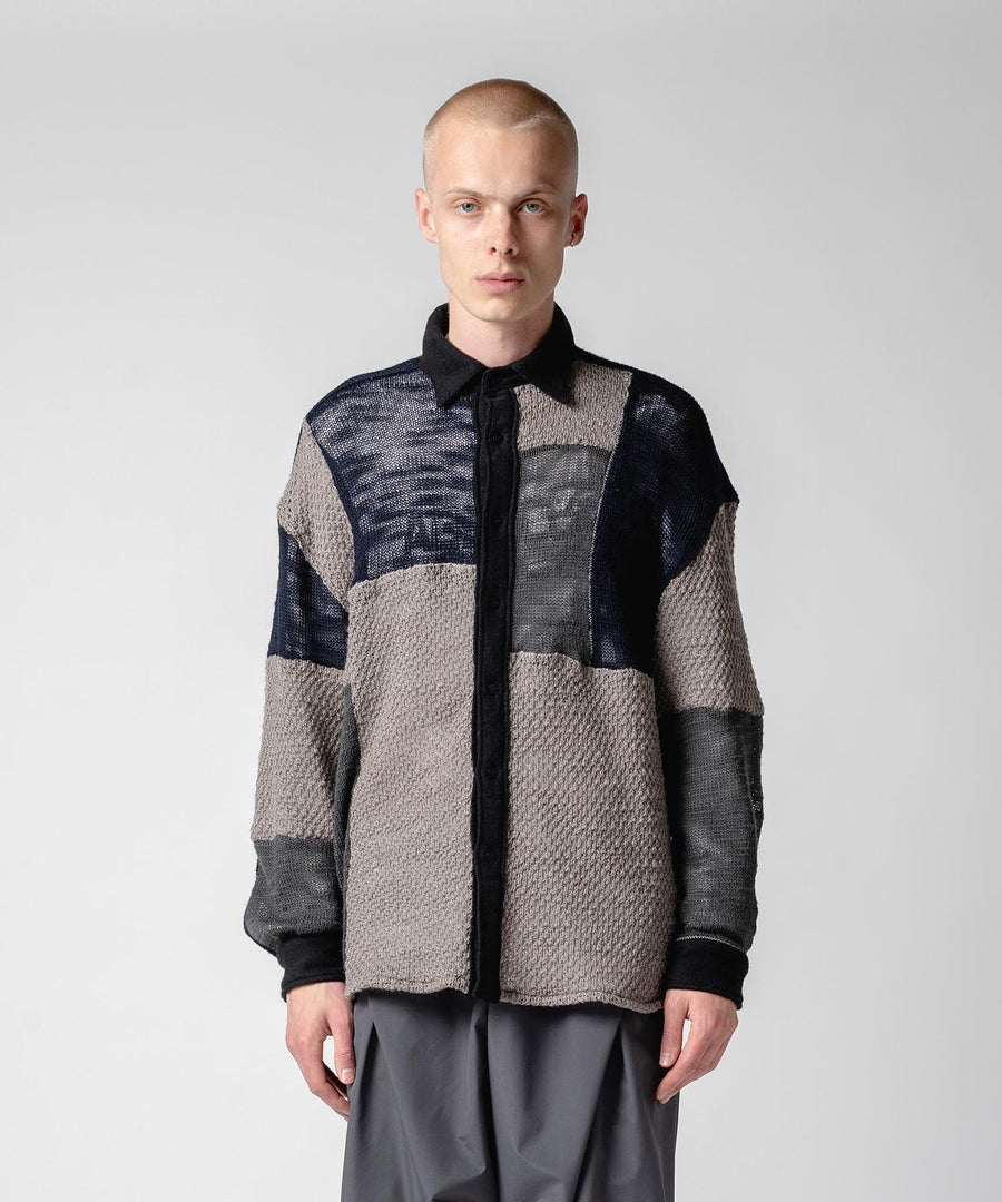 GEOMETRIC KNIT L/S SHT