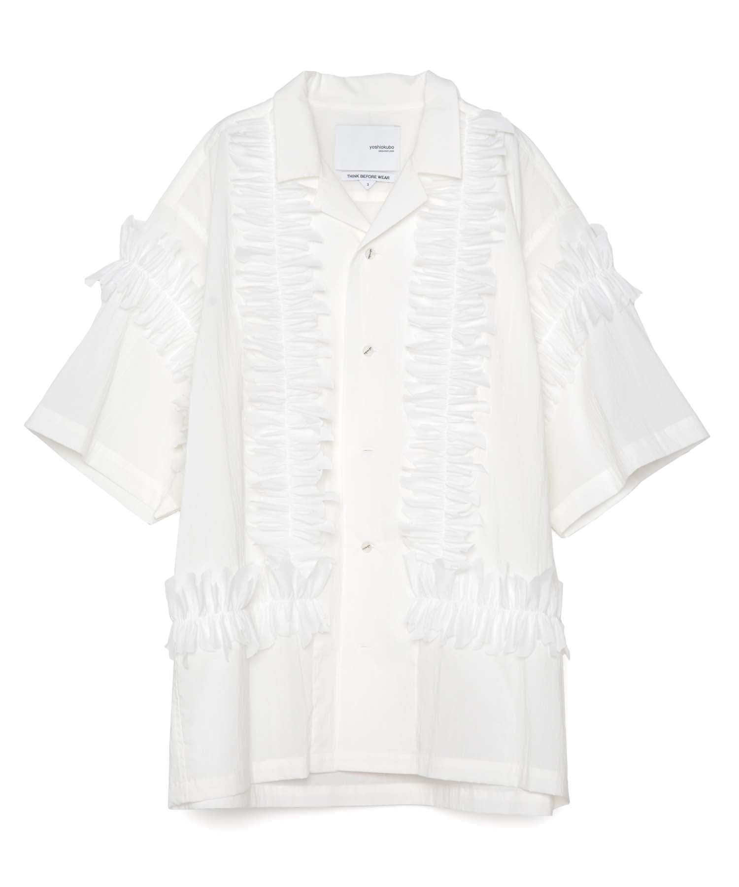 yoshio kubo FRINGE LEAF SHIRT シャツ ホワイト 白 FRINGE LEAF S/S SHIRT｜yoshiokubo(ヨシオクボ)公式通販｜